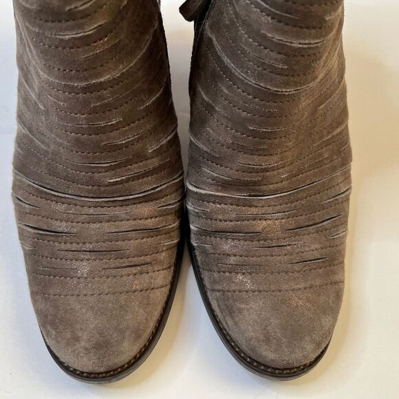 Paul Green Size US 7 Women Taupe Malibu Sliced Metallic Heels Zip Ankle Boots - Picture 5 of 12